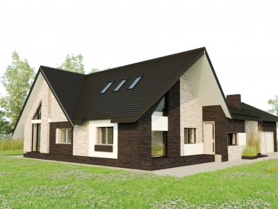 Проект 1 этажного дома  с гаражом SJ